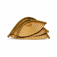 Panier de rangement tissé de qualité alimentaire, aspect bambou PP, imperméable, facile à nettoyer, durable, fait main, écologique, pour la maison, la cuisine, le restaurant