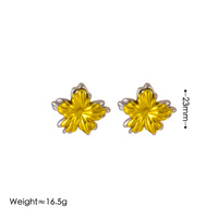 Parure de bijoux Novirassine élégante en acier inoxydable plaqué or 18 carats avec pendentif fleur creuse et perle, collier et boucles d'oreilles pendantes pour femme