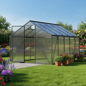 Veranda Prefabbricata 8 x 10 Piedi in Policarbonato, Serra da Giardino Esterna con Ventilazione Regolabile e Porta con Chiusura, Design Moderno - Product Image 2