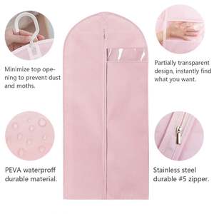 Housse de vêtement longue rose de haute qualité, imperméable en PEVA, anti-poussière, pour robes et costumes - Product Image 3