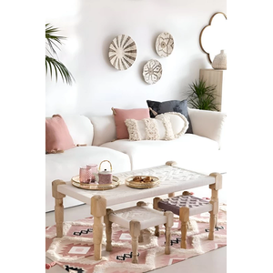 Mesa de centro de madera maciza Jodhpuri Woods con diseño Charpayi para sala de estar, mesa central tradicional hecha a mano, estilo rústico étnico - Product Image 1