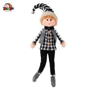 Zaves Wholesale Paire d'<span class=keywords><strong>elfes</strong></span> modernes en peluche polaire à membres flexibles de 14 pouces, à carreaux noir et blanc, pour décoration de Noël à la maison et sur l'arbre - Product Image 6