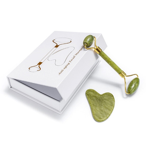 2022 Jade Face Skin Massage green and rose quartz facial 100% Natural Jade rollers and Gua Sha skin care set box