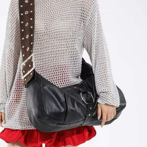 Women's shoulder <b>bag</b> Y2k personalized rivet <b>large</b> capacity crossbody <b>bag</b> retro motorcycle style <b>bag</b> - Product Image 2