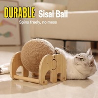 Penjualan Panas Tali Sisal & Bola Garukan Kucing Klasik Kayu Papan Garukan Tahan Aus Pengasah Cakar Mainan Ramah Lingkungan untuk Hewan Peliharaan