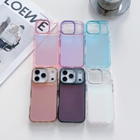 Étui de luxe transparent en TPU antichoc et étanche pour 17 Pro Max avec support de fenêtre pour appareil photo, design brillant à peinture UV