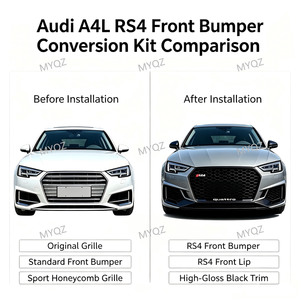 Kit di Conversione Stile RS4 per Audi <span class=keywords><strong>A4</strong></span> B9 Berlina 2016-2019, Include Paraurti Anteriore, Labbro Anteriore e Griglia a Nido d'Ape - Product Image 5