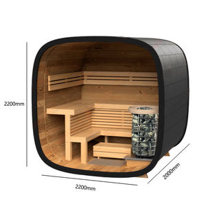 Groothandel Buiten Sauna Cabine Gecarboniseerd Hout Zwarte Dakpannen Buitenkant Massief Hout Elektrische Houtkachel Optioneel - Product Image 6