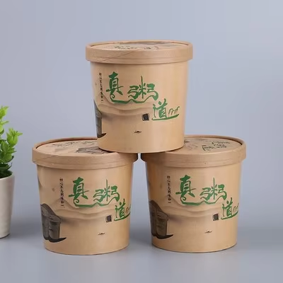 Wholesale Eco-Friendly Biodegradable Kraft Paper Plate Bowls Fast Food Serving Salad Lid Wholesale Biodegradable Kraft Paper Box