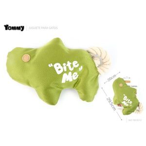 Juguete de Peluche para Gatos Yommy, 29.5cm, Diseño Verde 'Bite Me' - Product Image 1