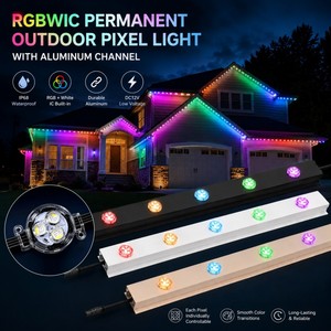Lumières de Noël extérieures programmables, pixels RGB 50 mm, LED adressables IP68 pour toiture et <span class=keywords><strong>maison</strong></span>, utilisation permanente pour les fêtes - Product Image 6