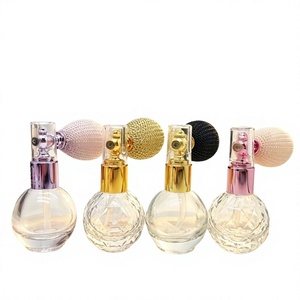 <b>10ML</b> Round Glass Perfume <b>Bottle</b> With Gold Spray Pump And Pearl Airbag <b>10ml</b> Engraved Flower Design - Product Image 2