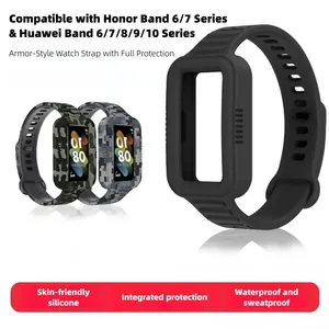 Bracelet de protection intégré pour Huawei <span class=keywords><strong>Band</strong></span> <span class=keywords><strong>6</strong></span> 7 8 9 10 <span class=keywords><strong>Honor</strong></span> <span class=keywords><strong>Band</strong></span> <span class=keywords><strong>6</strong></span> 7 Series, bracelet de sport en TPU résistant, Correa - Product Image 2