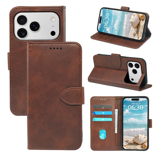Wallet Flip Case for iPhone 18 Pro Max 17 16 15 14 13 12 PU Leather Kickstand Card Slots Case Magnetic Clasp Shockproof Cover