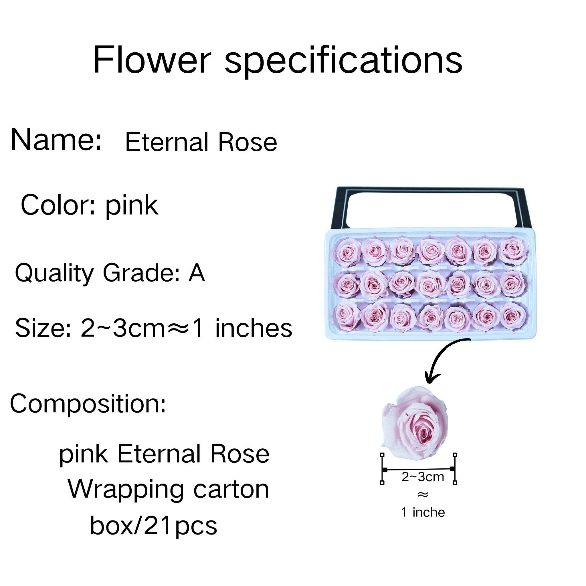 Qualité rose : A (21 fleurs/boîte)