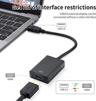 Câble USB vers HDTV, USB mâle vers HDM1 femelle, plug and play, convertisseur 1080P, adaptateur d'affichage pour moniteur