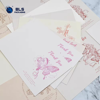 Cartes de vœux personnalisées avec logo OEM, motif floral vintage et papillon peint à la main pour une image de marque de luxe