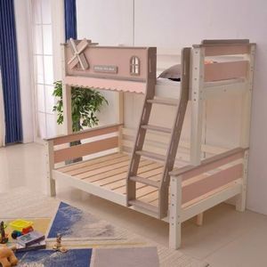 Lits superposés modernes français avec maison dans les arbres et toboggan, lit surélevé pour chambre parent-enfant - Product Image 4