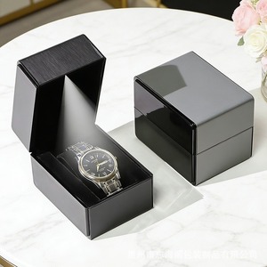 Caja de reloj universal personalizada de PU cepillado avanzado con espejo LED abatible para joyería, para hombres y mujeres, embalaje de regalo para relojes de bolsillo. - Product Image 3