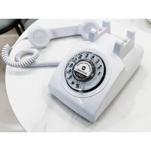 Cheeta white rotary type antique telephone audio guest book phone message record telephone for wedding