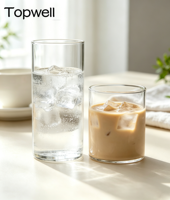 Tasse en verre borosilicate TOPWELL 300 ml et 500 ml sans anse, style moderne, résistante à la chaleur, compatible micro-ondes et lave-vaisselle