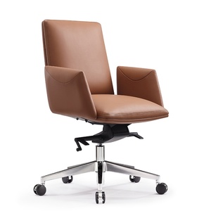Hongye Shengda Modern Design Style Office Furniture Brown Real Leather <b>Desk</b> with Chair <b>Set</b> - Product Image 2