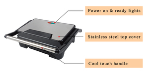 2 pedazo parrilla <span class=keywords><strong>panini</strong></span> hogar eléctrico sándwich prensa parrilla <span class=keywords><strong>panini</strong></span> con acero inoxidable de la cubierta superior - Product Image 5