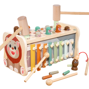 Montessori Frühförderung Baby Multifunktionales Marmotten-Tischspiel Box Angeln und <span class=keywords><strong>Klavier</strong></span>-Schlagen Lernspielzeug für Kinder - Product Image 1