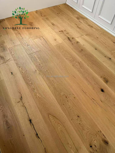 Plancher d'ingénierie en bois dur de chêne blanc européen dentelé de série antique de planche large inachevée finie pour la décoration intérieure - Product Image 2