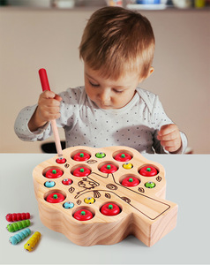 Juego de Madera para Niños: Sujetador de Gusanos Magnético con Números y Colores, Juguete Educativo Temprano de Bloques de Construcción - Product Image 3