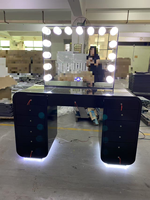 Meuble de Maquillage LED Style Salon avec Haut-Parleur Bluetooth Intégré et Meuble de Rangement Multi-Tiroirs – Offre Spéciale