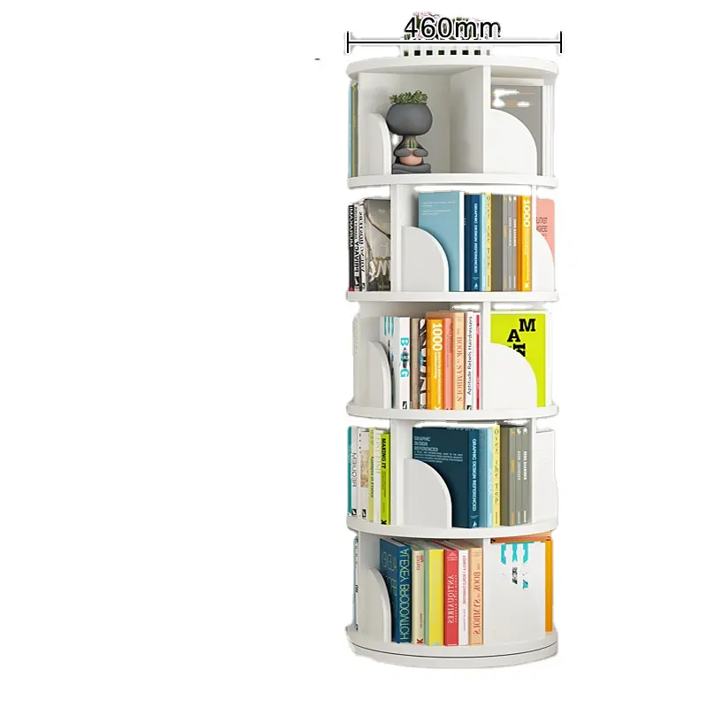China Lieferant Neue Marke Wohnzimmer Bücherregal weiß Holz Bücherregal drehen Bücherregal Schrank