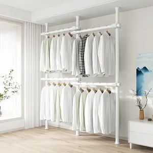 Nouveau Style <span class=keywords><strong>petit</strong></span> support suspendu Portable blanchisserie debout porte-vêtements chambre pas de perceuse métal télescopique porte-vêtements - Product Image 1