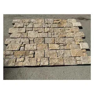 Custom Size Beige Culture Stone Tile Antacid Slate Wall Rock Veneer High Erosion Resistance Exterior Cladding Hotels Outdoor Use