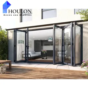 Leading Technology Low Price Order Folding Doors Best Goods Double Laminated Glass Metal Folding Door