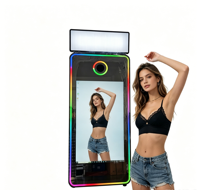 Photomaton miroir de qualité supérieure avec trois tailles d'écran, caméra intégrée, éclairage RGB et lampe de remplissage LED supérieure