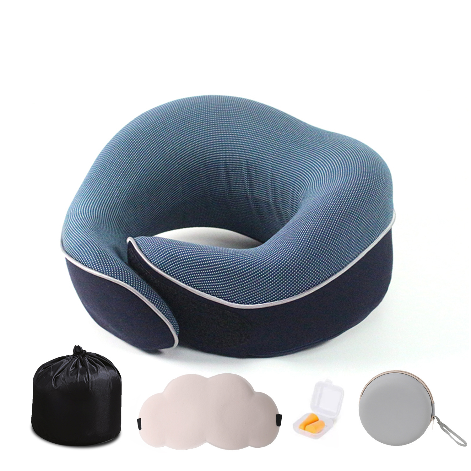 Masque pour les yeux bleu, bouchons d'oreilles, coffret EVA
