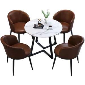 Ensemble Table et Chaises de <span class=keywords><strong>Salle</strong></span> <span class=keywords><strong>à</strong></span> <span class=keywords><strong>Manger</strong></span> Style Italien Luxe Léger Design Moderne Simple pour Maison Bureau <span class=keywords><strong>Salon</strong></span> Réception Décontractée en Métal pour Petits Espaces - Product Image 5