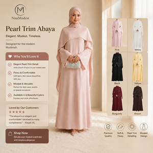 Nuovo Abito Abaya Elegante e Romantico <span class=keywords><strong>con</strong></span> Perle e Mantella per l'Eid Ramadan, <span class=keywords><strong>Maniche</strong></span> <span class=keywords><strong>Lunghe</strong></span>, Autunno-Inverno, per Occasioni Speciali - Product Image 1