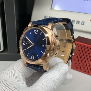 Pa-ner-ai thương hiệu nổi tiếng cổ điển lu-pam01112 màu xanh khâu đơn giản sang trọng cơ khí chuyển động ban đêm ánh sáng đôi đồng hồ nam - Product Image 3