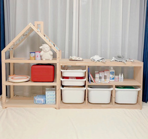 Gabinete de almacenamiento de <span class=keywords><strong>juguetes</strong></span> para niños de madera maciza, estante de libros de imágenes para sala de estar o dormitorio, estantería para bebés, casillero para <span class=keywords><strong>juguetes</strong></span> - Product Image 6