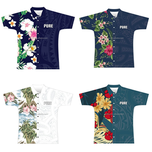 Camisa Hawaiana Hombre PARKLEES - Algodón Y Lino, Manga Corta, Estampado Floral, Cuello Abuelo