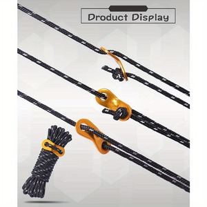 ZJ-PJ005 Ensemble de cordes de tente en polyester vert de 12 m avec piquets pour le camping toutes saisons - Product Image 2