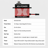 XQ-POWER XQ-BLS8120H Servomoteur numérique sans balais 20KG 0.03s Haute Vitesse 12V HV pour Drone UAV, Moteur Servo à Engrenages en Acier Inoxydable