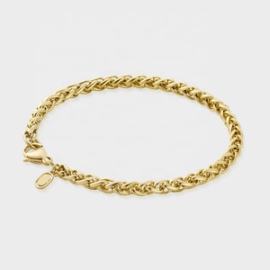 2025 New High Quality Fine Manufacturer Wholesale Fashion Jewelry 5mm316Stainless Steel Real <b>Gold</b> Plating Curb Chain <b>Bracelet</b> - Product Image 4