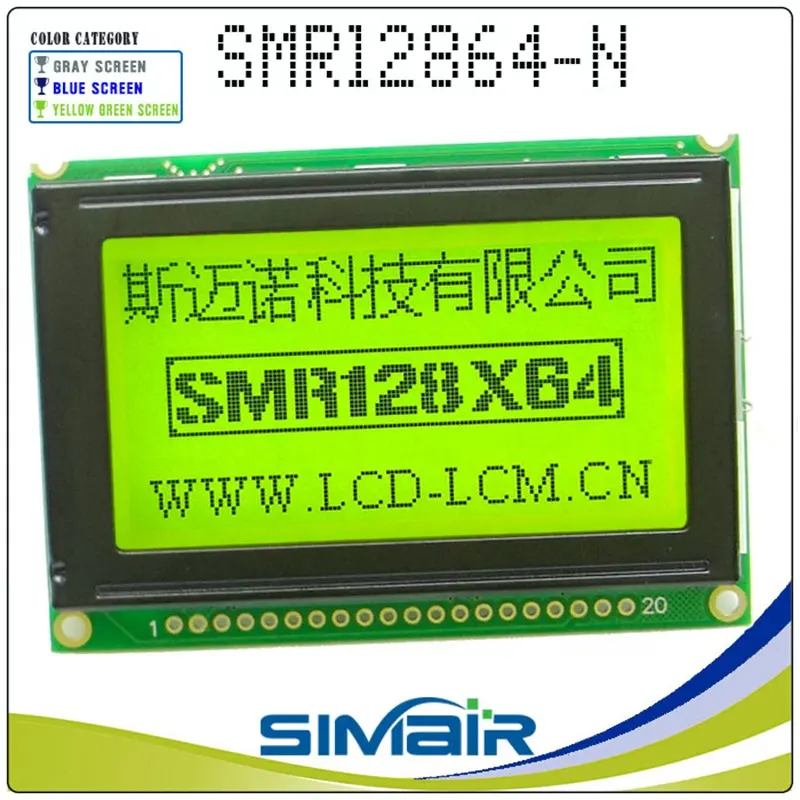 75*52.7mm Wg12864b Replacement RG12864B DG12864-15 HG1286418 PG12864-J 5V STN COB Ks0108 Blue Display 128x64 Graphic Lcd