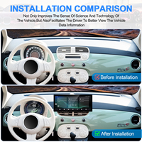 NaviHua Système Multimédia de Navigation GPS Automobile Amélioré avec Carplay, Écran Stéréo, Moniteur LCD, Tableau de Bord, Compteur de Vitesse pour Fiat 500 2007-2024