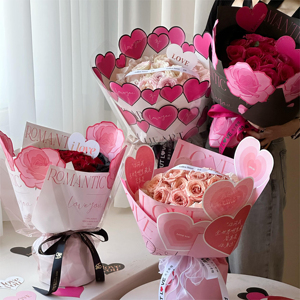 Giấy gói hoa họa tiết trái tim đào dập nổi, khổ 35*50cm, 10 cái/gói, giấy kraft gói quà tặng cho người bán hoa - Product Image 2