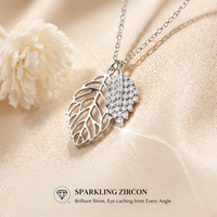 Collar con Colgante de Hoja de Lujo en Plata de Ley S925 con Circonita, Joyería Fina de Diseño, Cadena de Eslabones Chapada en Oro para Mujer, Regalo
