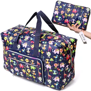 Custom LOGO Lightweight Large Capacity Folding Portable Handbags Storage Waterproof Gym Foldable Travel Luggage Duffle Bag